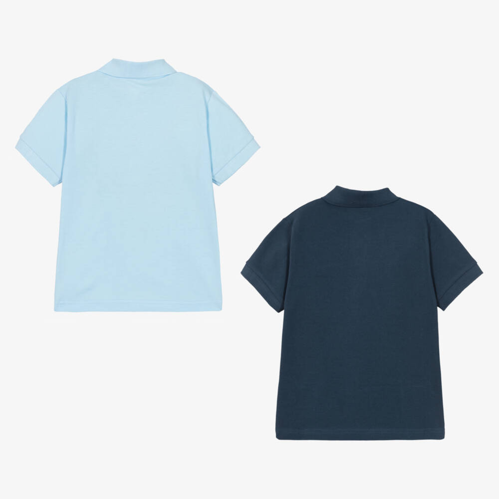 Childrensalon Essentials-Boys Organic Blue Cotton Polo Duo | Childrensalon Outlet