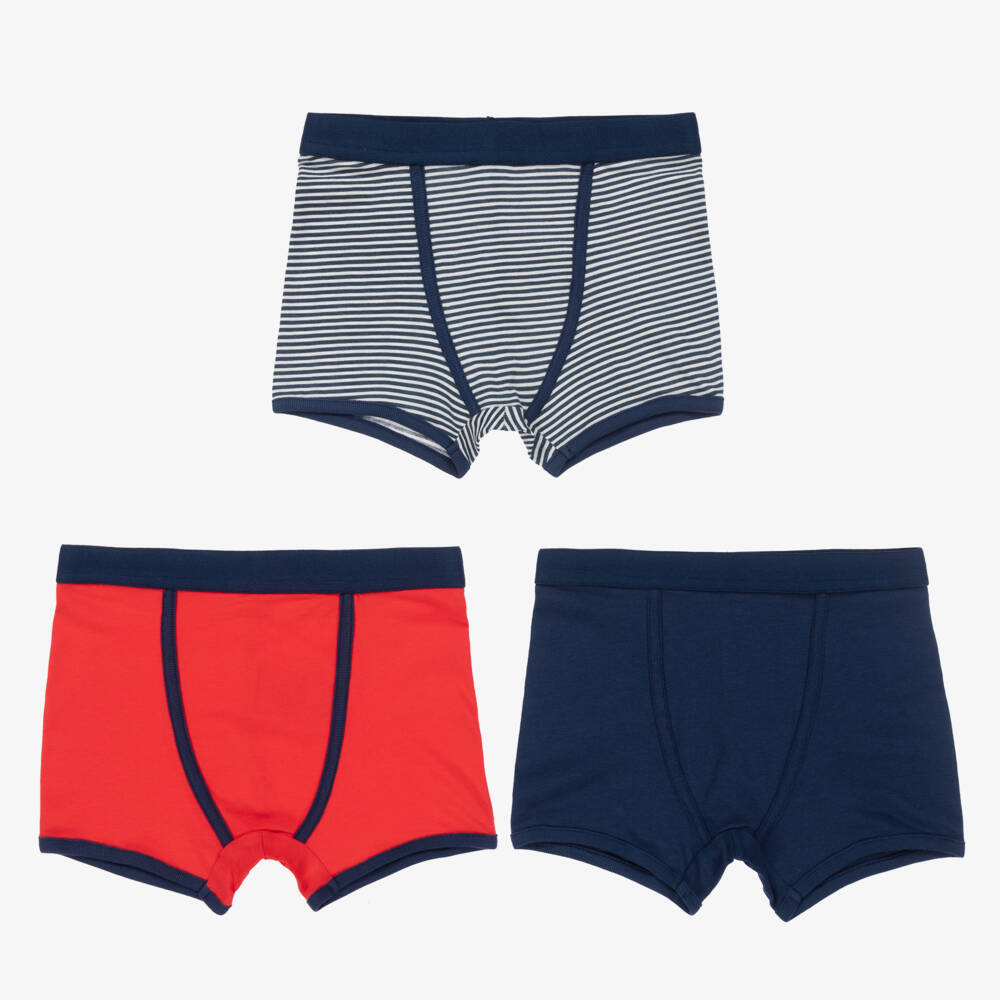 Childrensalon Essentials-Boys Organic Blue & Red Briefs Set | Childrensalon Outlet