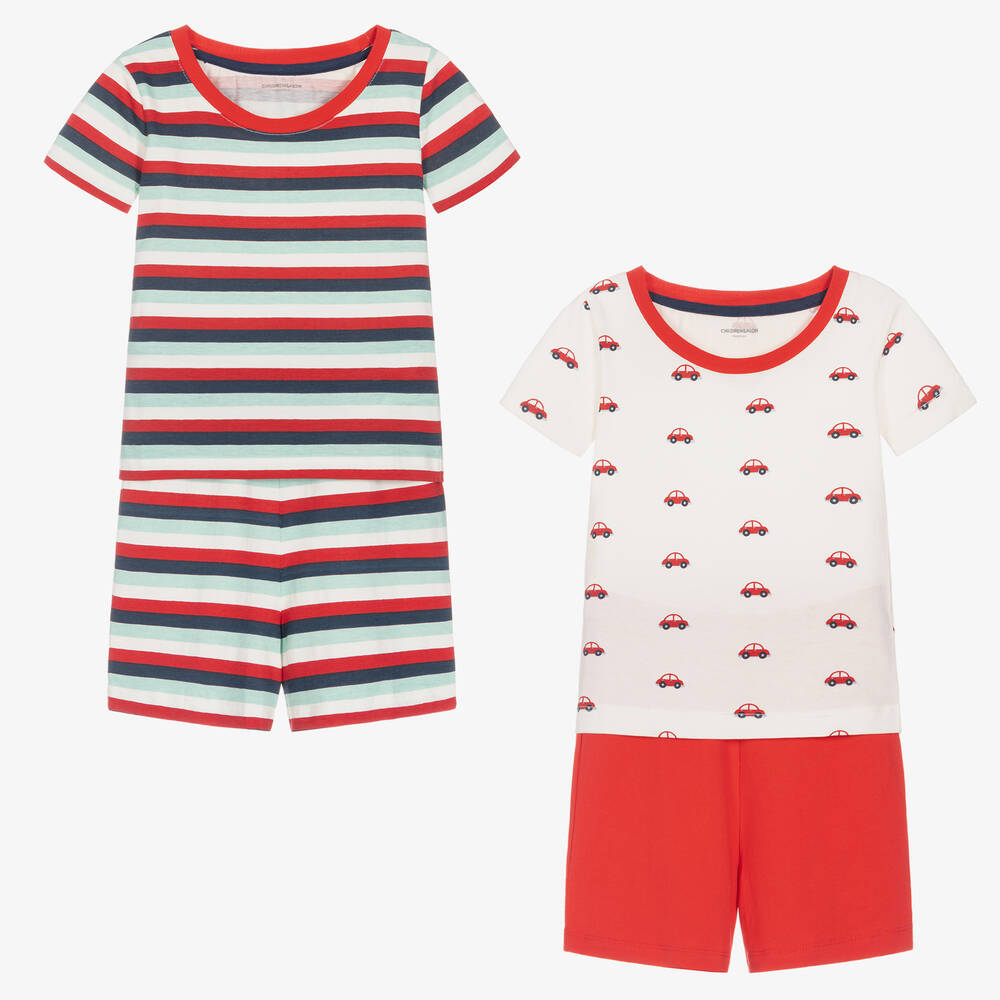 Childrensalon Essentials-Boys Red Organic Short Pyjamas (2 Pack) | Childrensalon Outlet