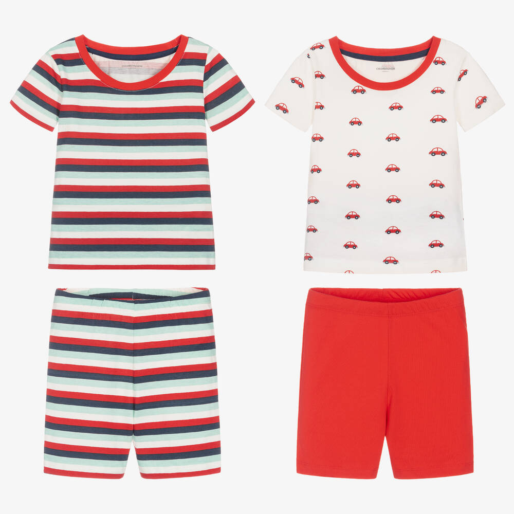 تشلدرن صالون إيسينشيلز-بيجاما شورت قطن عضوي لون أحمر للأولاد (عدد 2) | Childrensalon Outlet