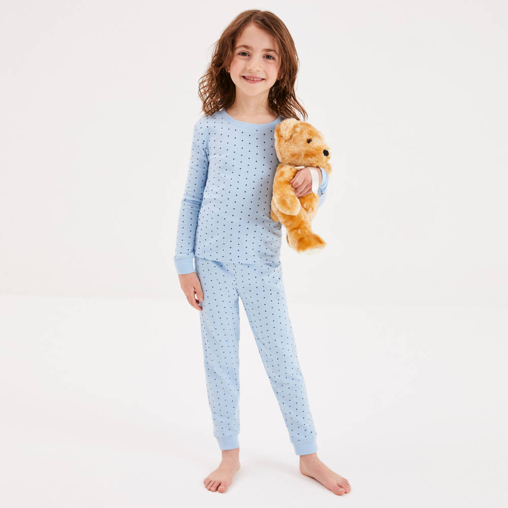 Childrensalon Essentials-Комплект для сна из синего и кремового хлопка для девочек | Childrensalon Outlet