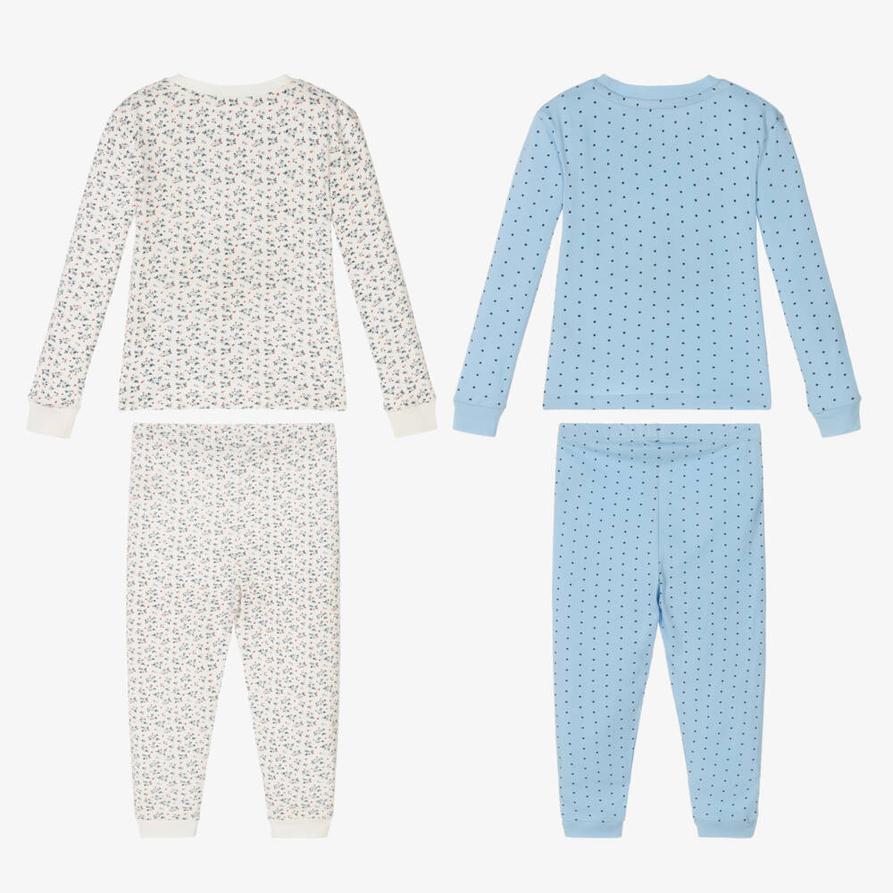 Childrensalon Essentials-Комплект для сна из синего и кремового хлопка для девочек | Childrensalon Outlet
