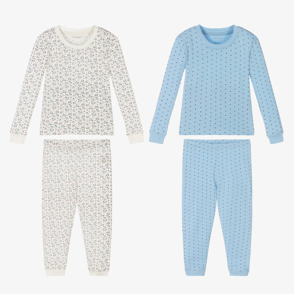 Childrensalon Essentials-Комплект для сна из синего и кремового хлопка для девочек | Childrensalon Outlet