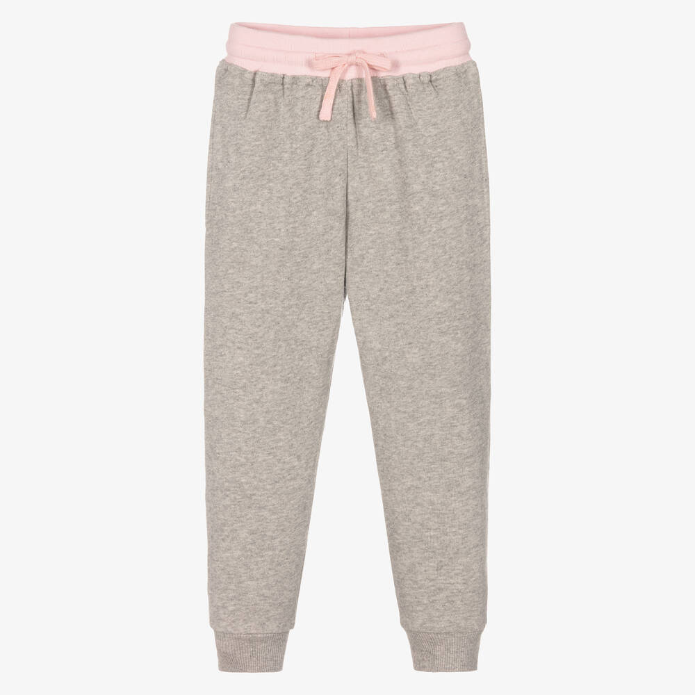 Childrensalon Essentials - Girls Grey Organic Cotton Joggers | Childrensalon