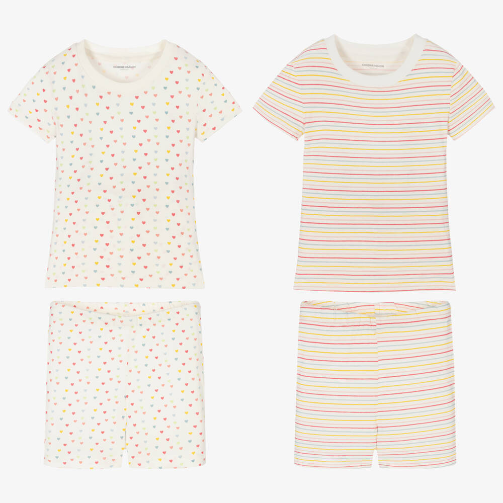 Childrensalon Essentials-Girls Ivory Organic Cotton Short Pyjamas | Childrensalon Outlet