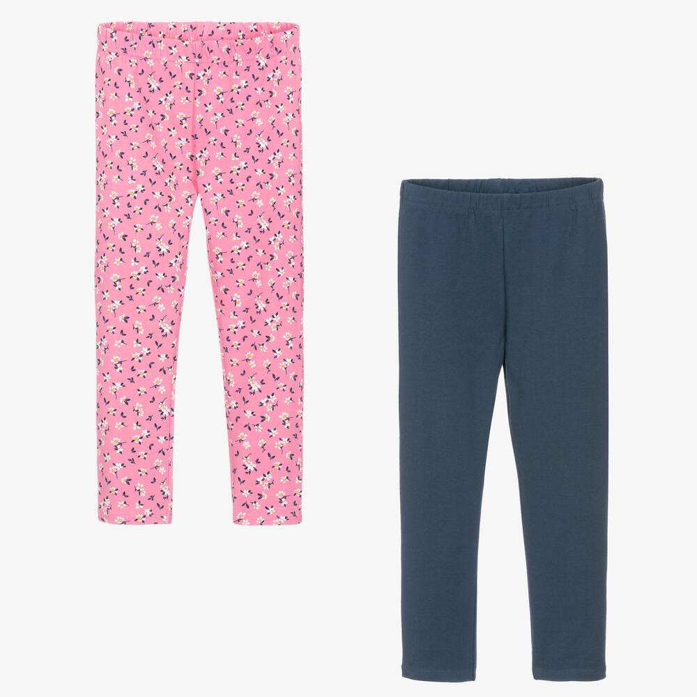 Childrensalon Essentials-Girls Pink & Blue Organic Leggings (2 Pack) | Childrensalon Outlet