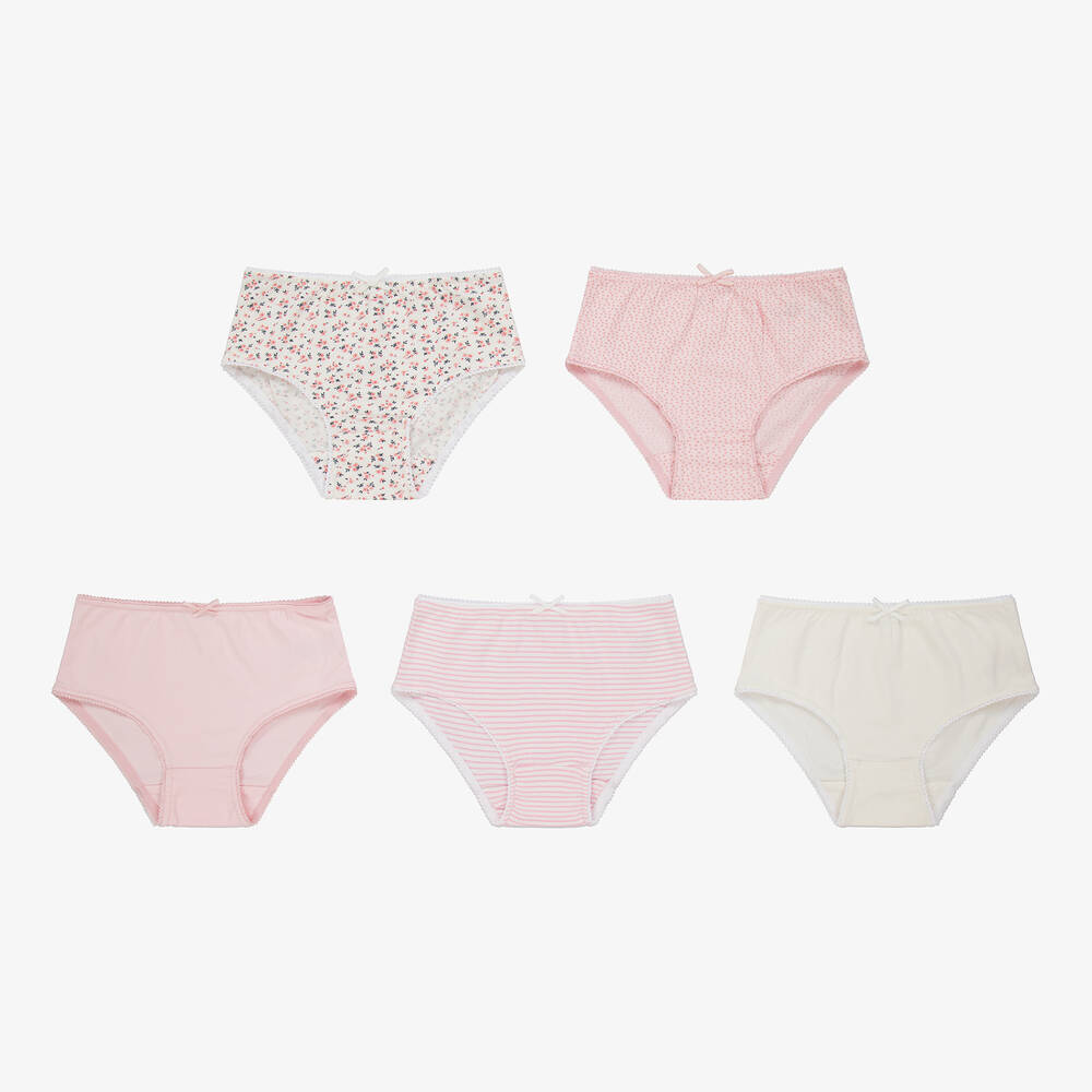 Childrensalon Essentials-Girls Pink Organic Cotton Knickers (5 Pack) | Childrensalon Outlet
