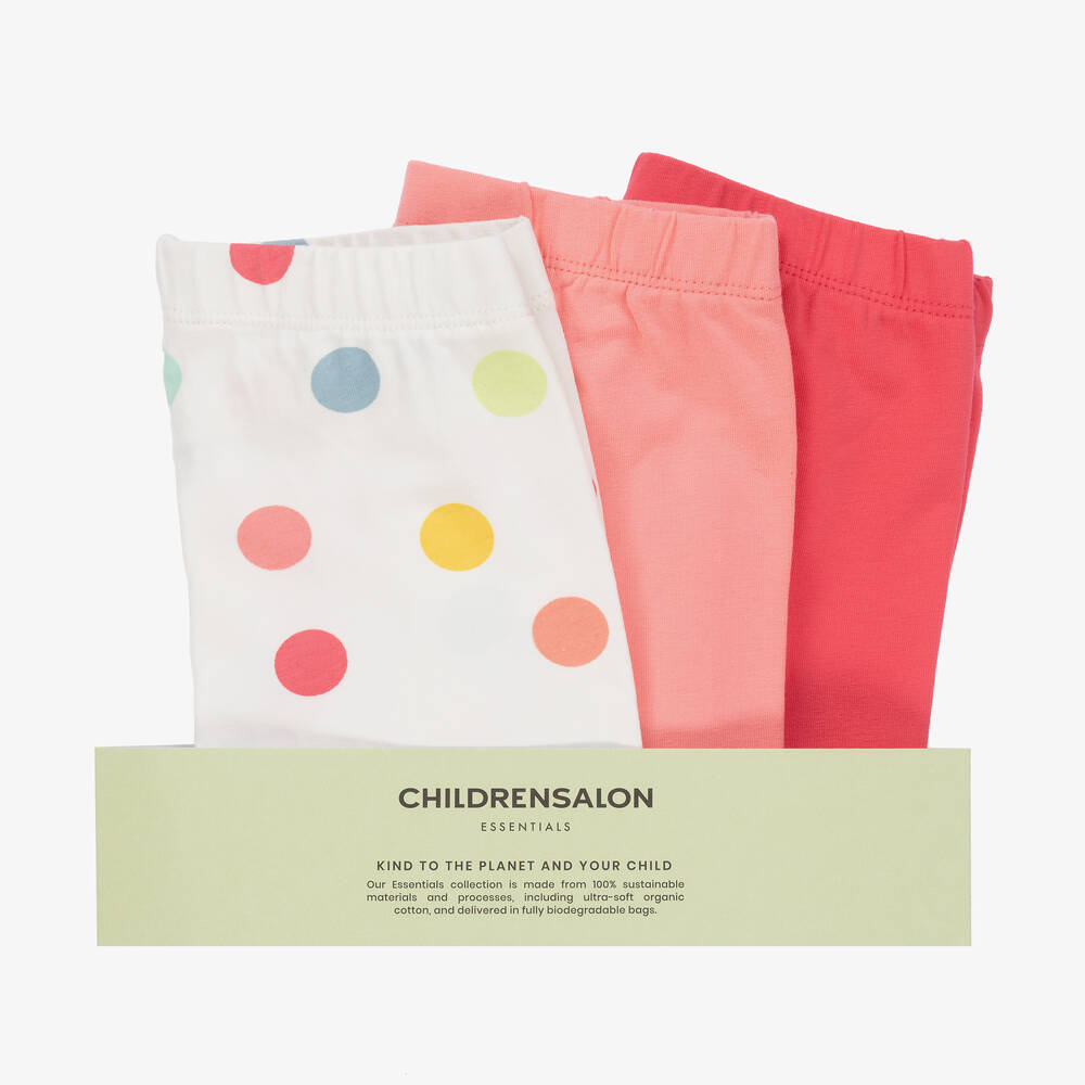 Childrensalon Essentials-Girls Pink Organic Cotton Leggings (3 Pack) | Childrensalon Outlet