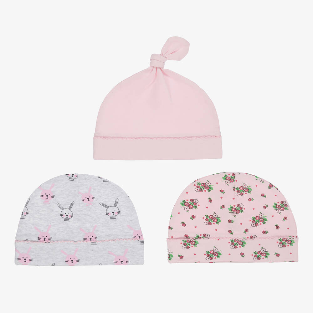 Childrensalon Essentials-Серо-розовые шапочки (3 шт.) | Childrensalon Outlet