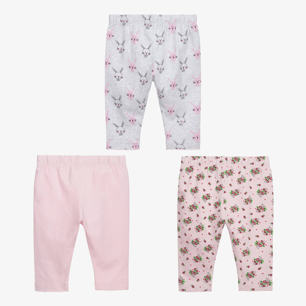 Childrensalon Essentials-Pink Organic Cotton Baby Leggings (3 Pack) | Childrensalon Outlet