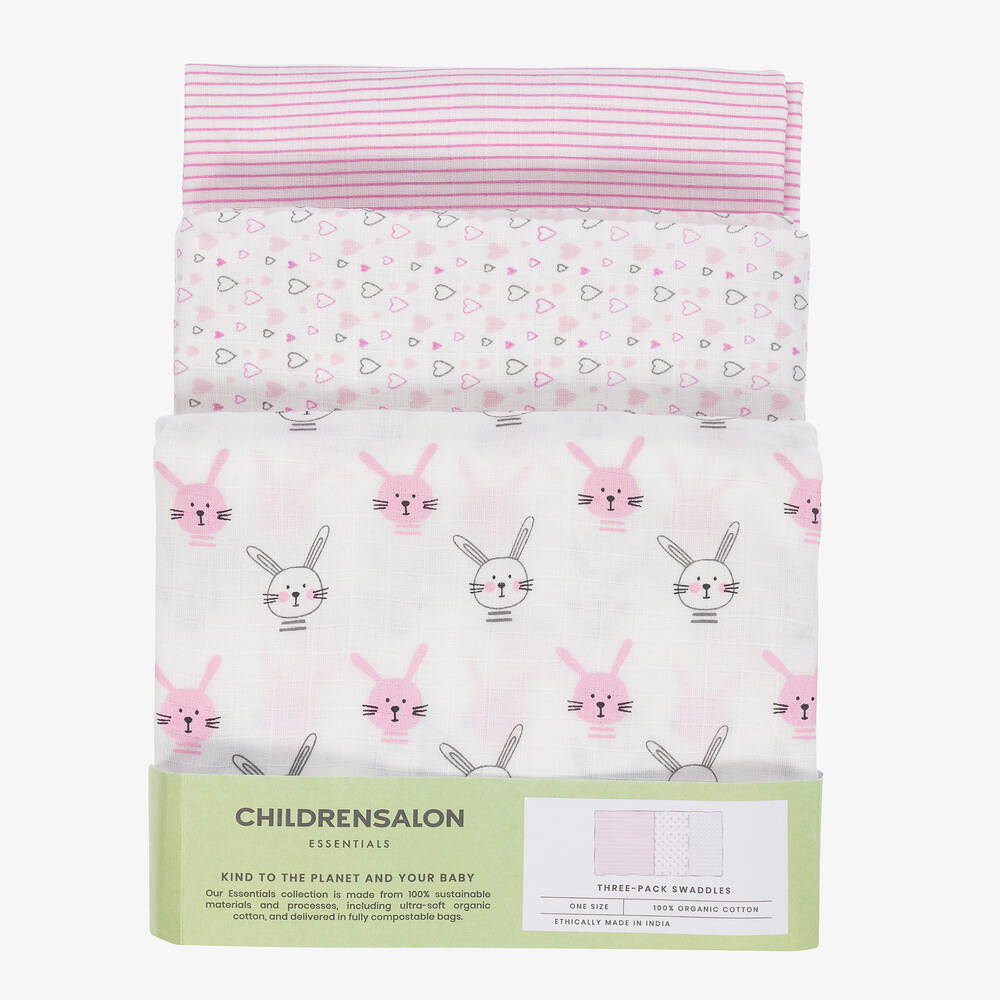 Childrensalon Essentials-Розовые хлопковые пеленки (3шт.) | Childrensalon Outlet