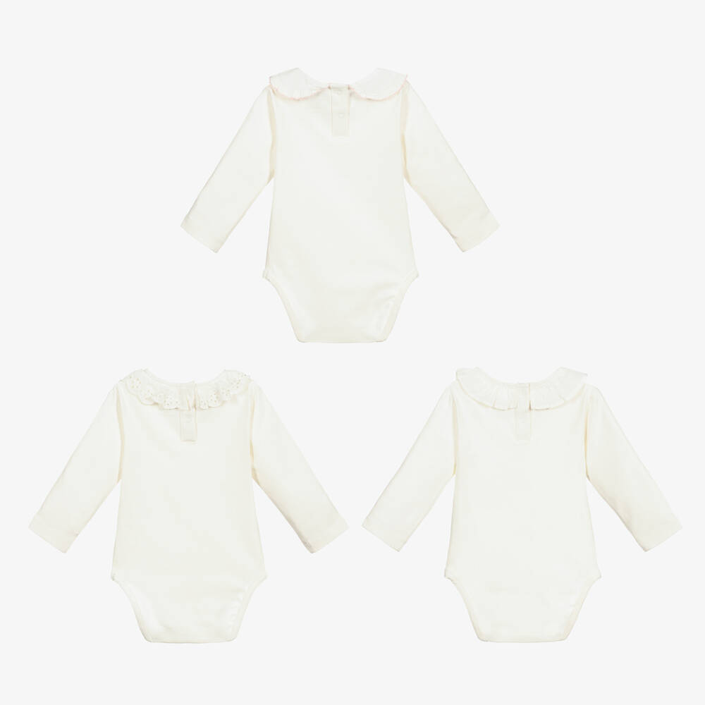 Childrensalon Essentials-تبّان أطفال بناتي قطن عضوي لون أبيض (عدد 3) | Childrensalon Outlet