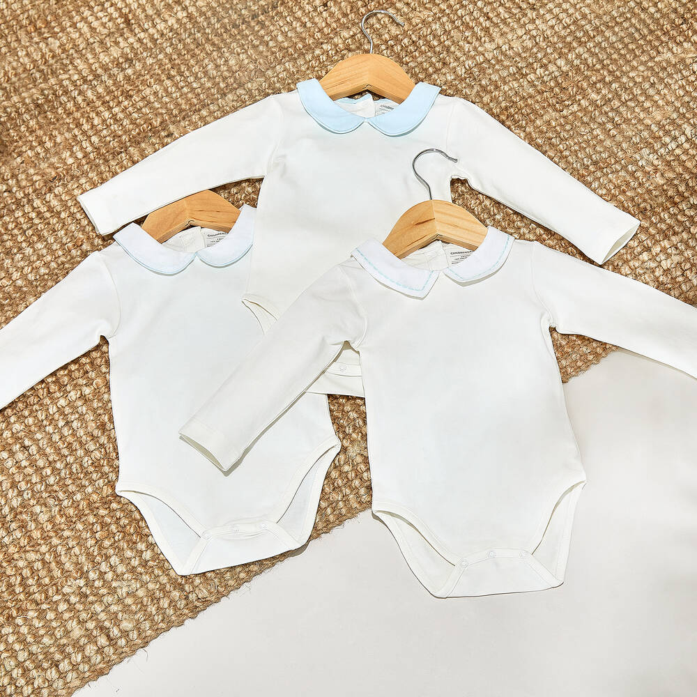 Childrensalon Essentials-بودي سوت قطن عضوي لون أبيض للأطفال (عدد 3) | Childrensalon Outlet