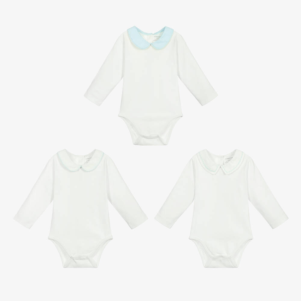 Childrensalon Essentials-بودي سوت قطن عضوي لون أبيض للأطفال (عدد 3) | Childrensalon Outlet