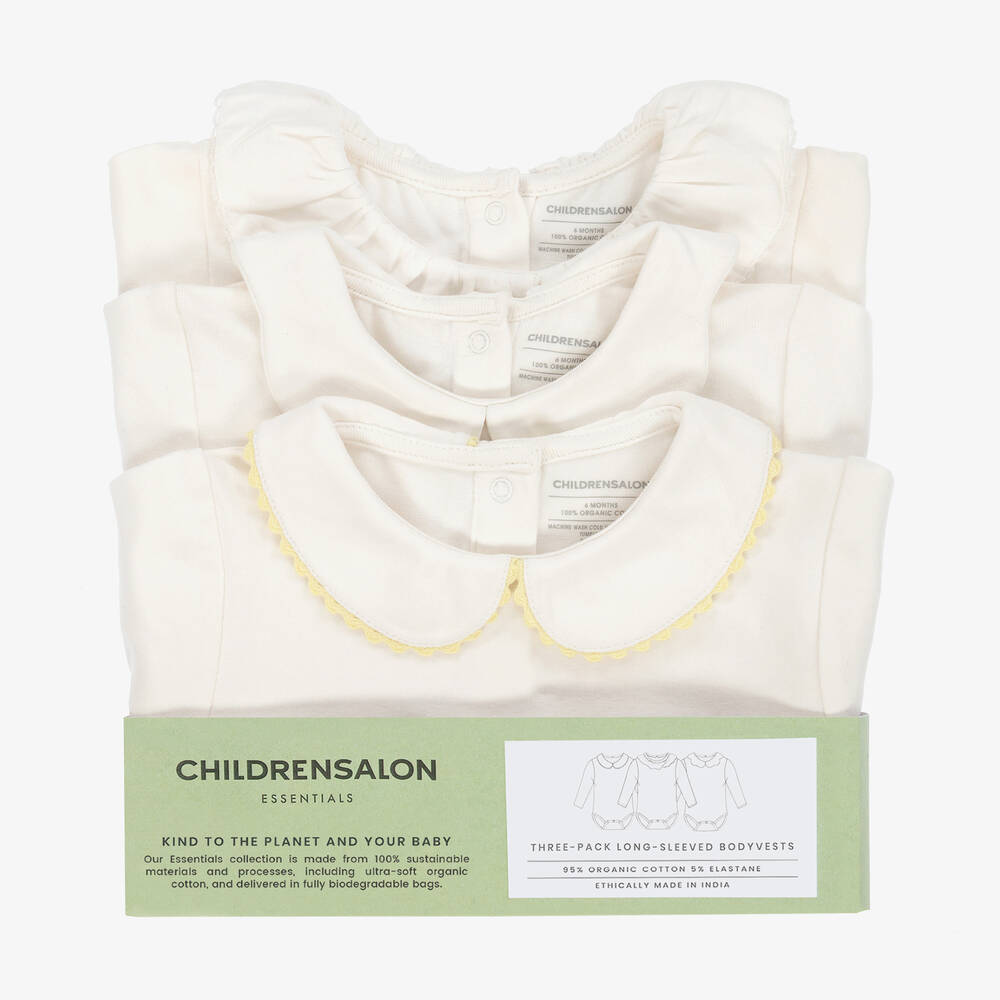 Childrensalon Essentials-White Organic Cotton Bodysuits (3 Pack) | Childrensalon Outlet