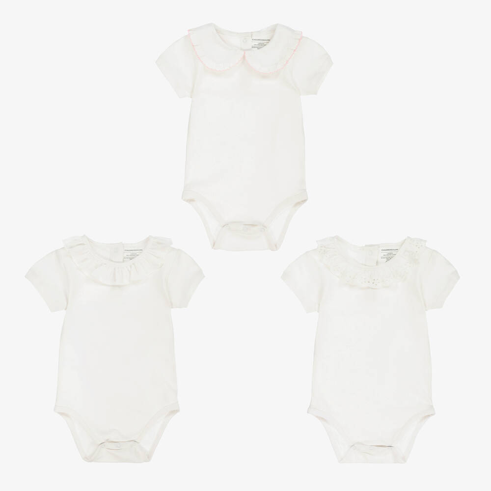 Childrensalon Essentials-White Organic Cotton Bodysuits (3 Pack) | Childrensalon Outlet