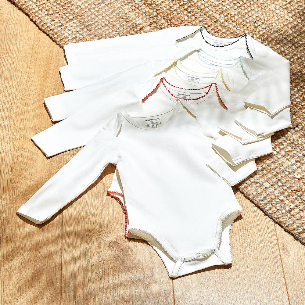 Childrensalon Essentials-White Organic Cotton Bodyvests (5 Pack) | Childrensalon Outlet