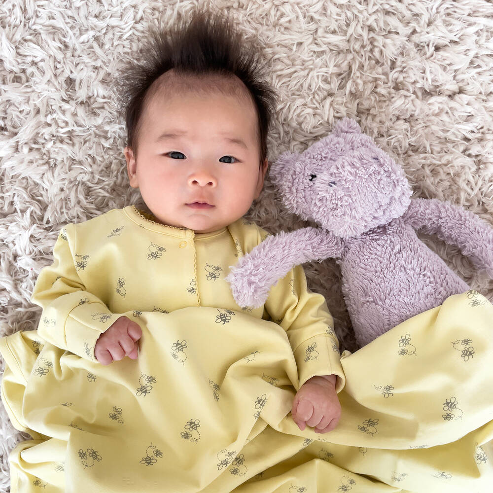 Childrensalon Essentials-بطانية قطن عضوي لون أصفر ورمادي (عدد 2) | Childrensalon Outlet