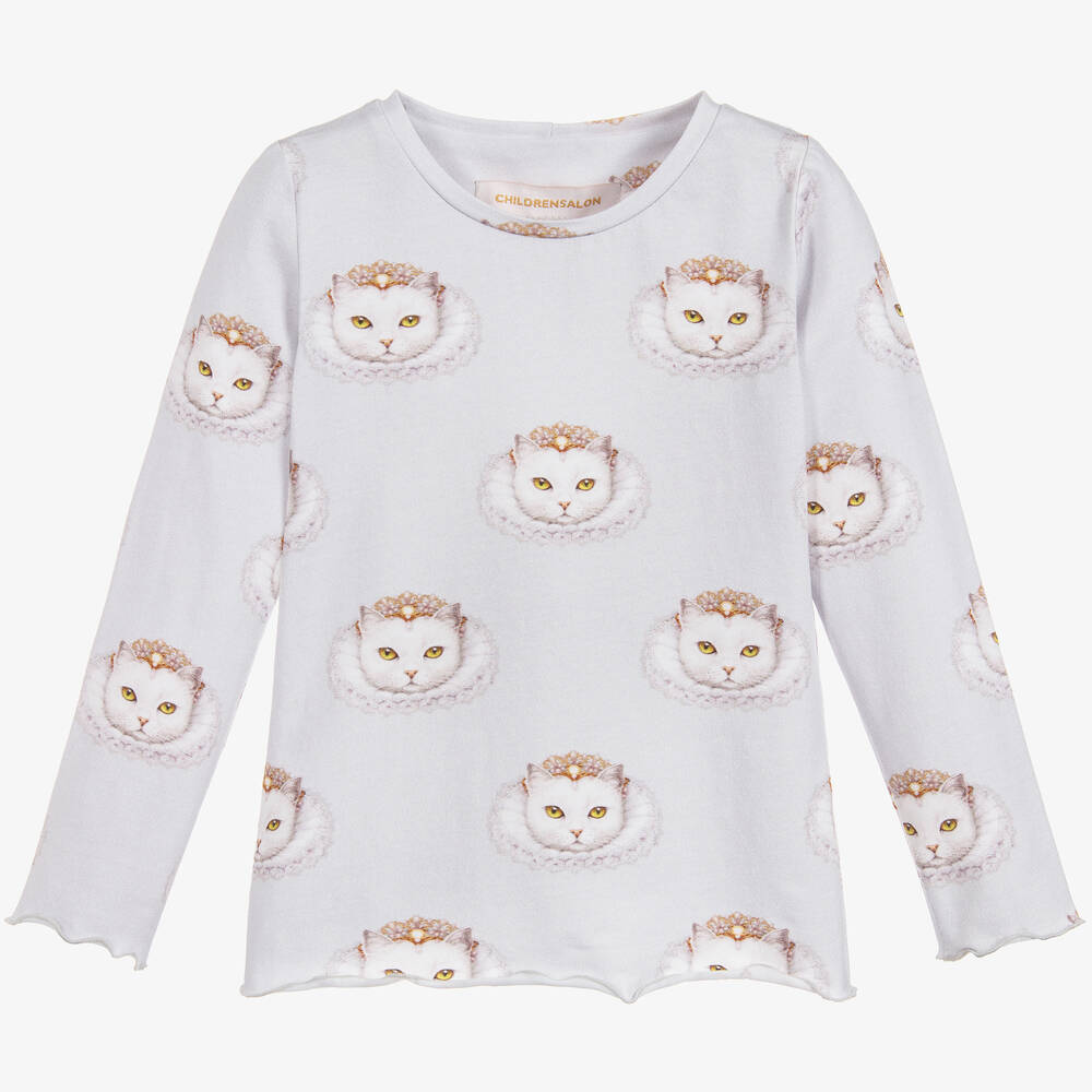 Magical Prints by CHILDRENSALON - Girls Grey Cotton Jersey Top | Childrensalon