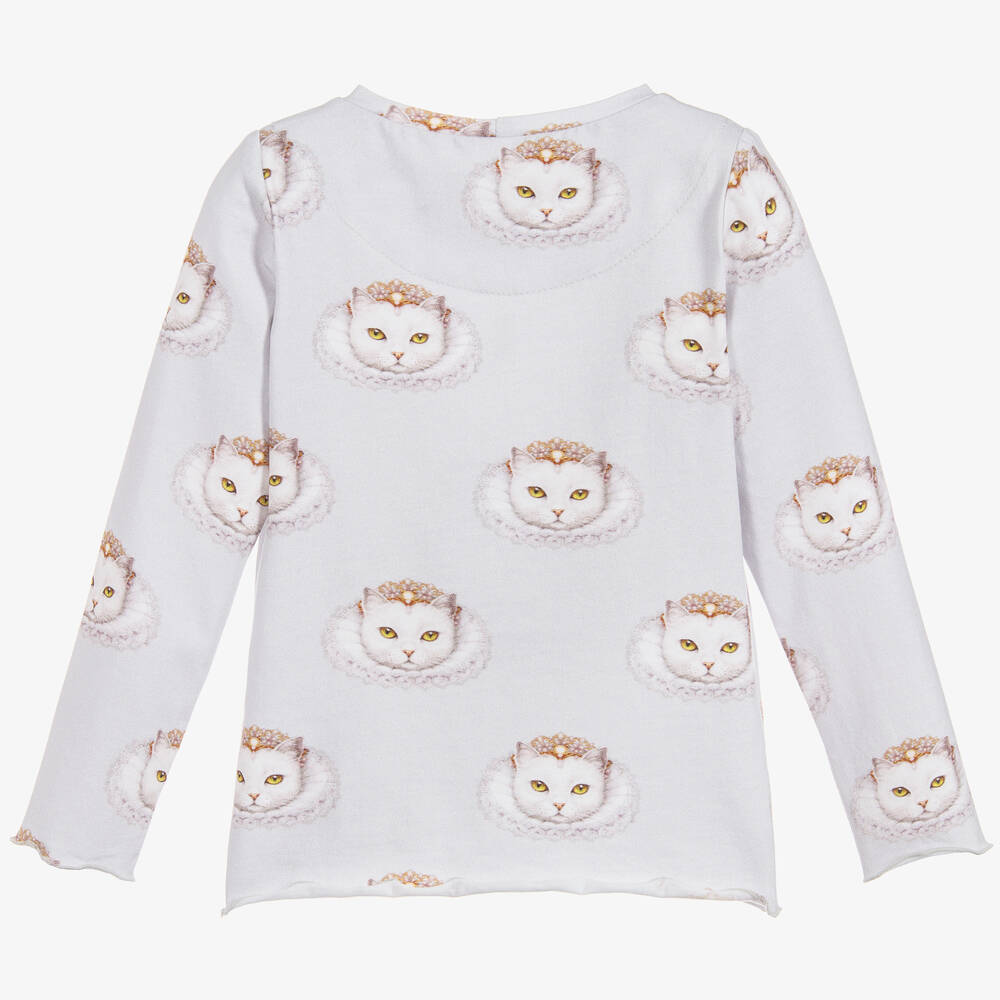 Волшебные принты от CHILDRENSALON-Girls Grey Cotton Jersey Top | Childrensalon Outlet