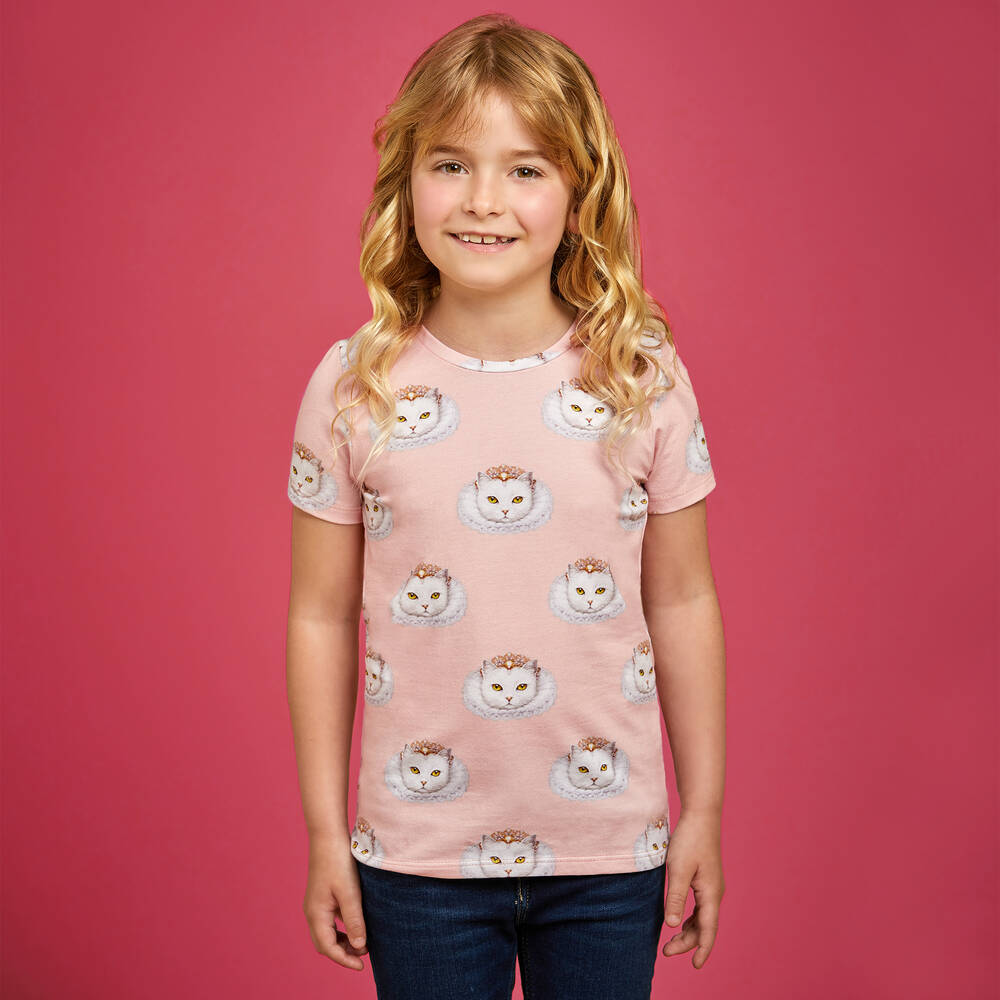 Magical Prints by CHILDRENSALON-Girls Pink Cotton T-Shirt | Childrensalon Outlet