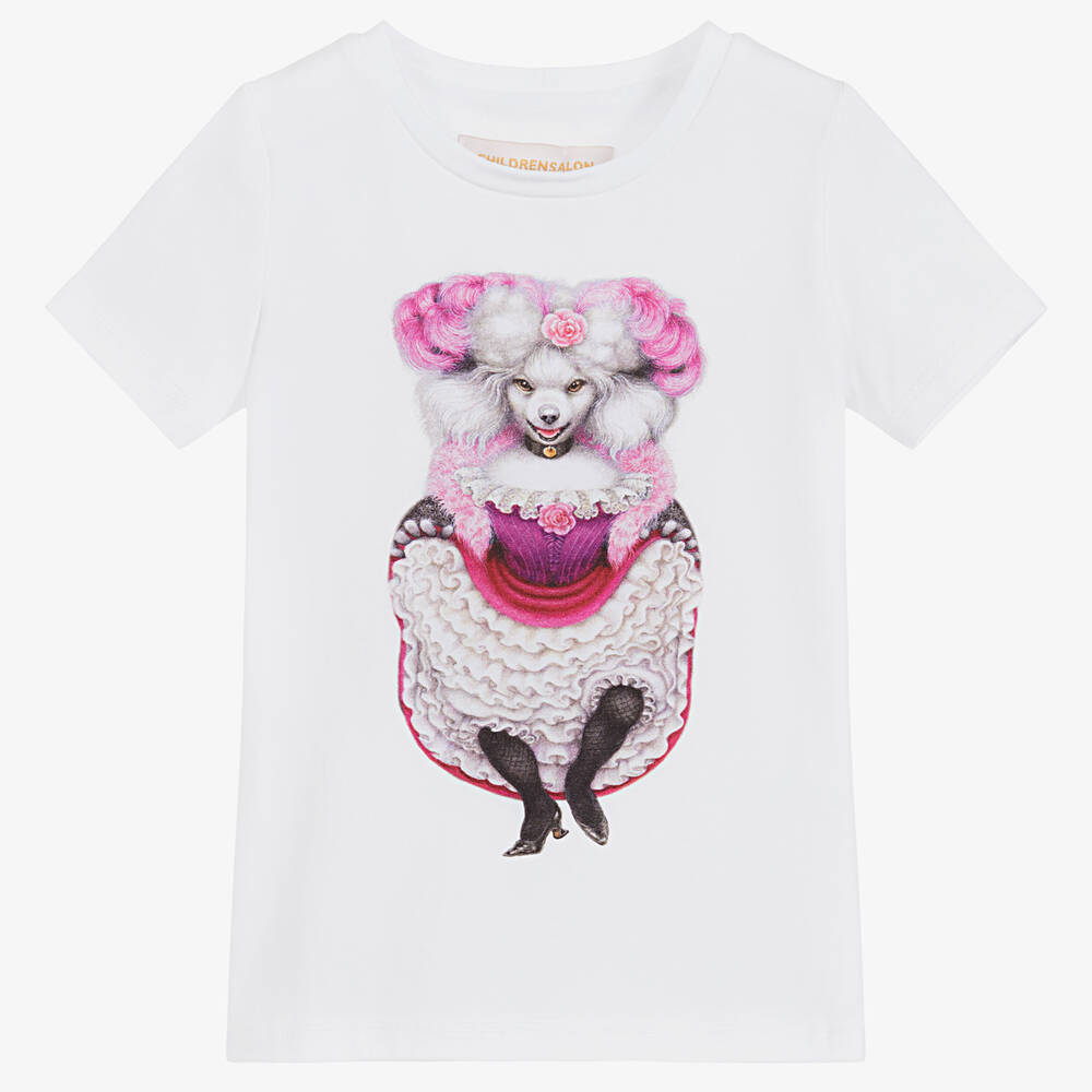 Magical Prints by CHILDRENSALON - Girls White Cotton T-Shirt | Childrensalon