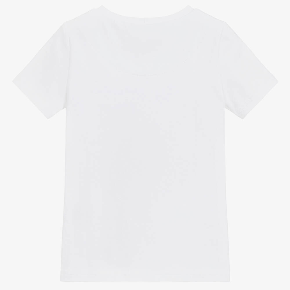 Волшебные принты от CHILDRENSALON-Girls White Cotton T-Shirt | Childrensalon Outlet