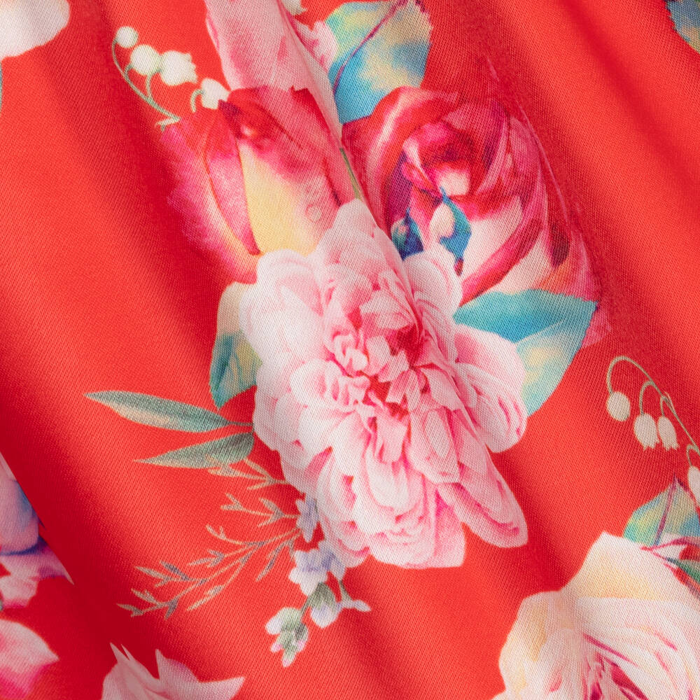 Childrensalon Occasions-Baby Girls Red Floral Satin Dress | Childrensalon Outlet