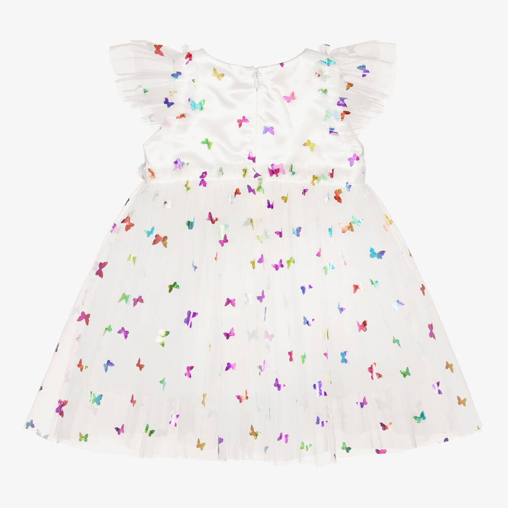 Childrensalon Occasions-Белое тюлевое платье с бабочкой для малышек | Childrensalon Outlet