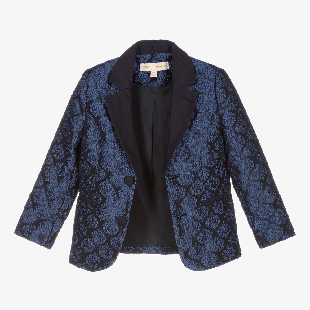 Childrensalon Occasions-Сине-черный костюм из парчи | Childrensalon Outlet