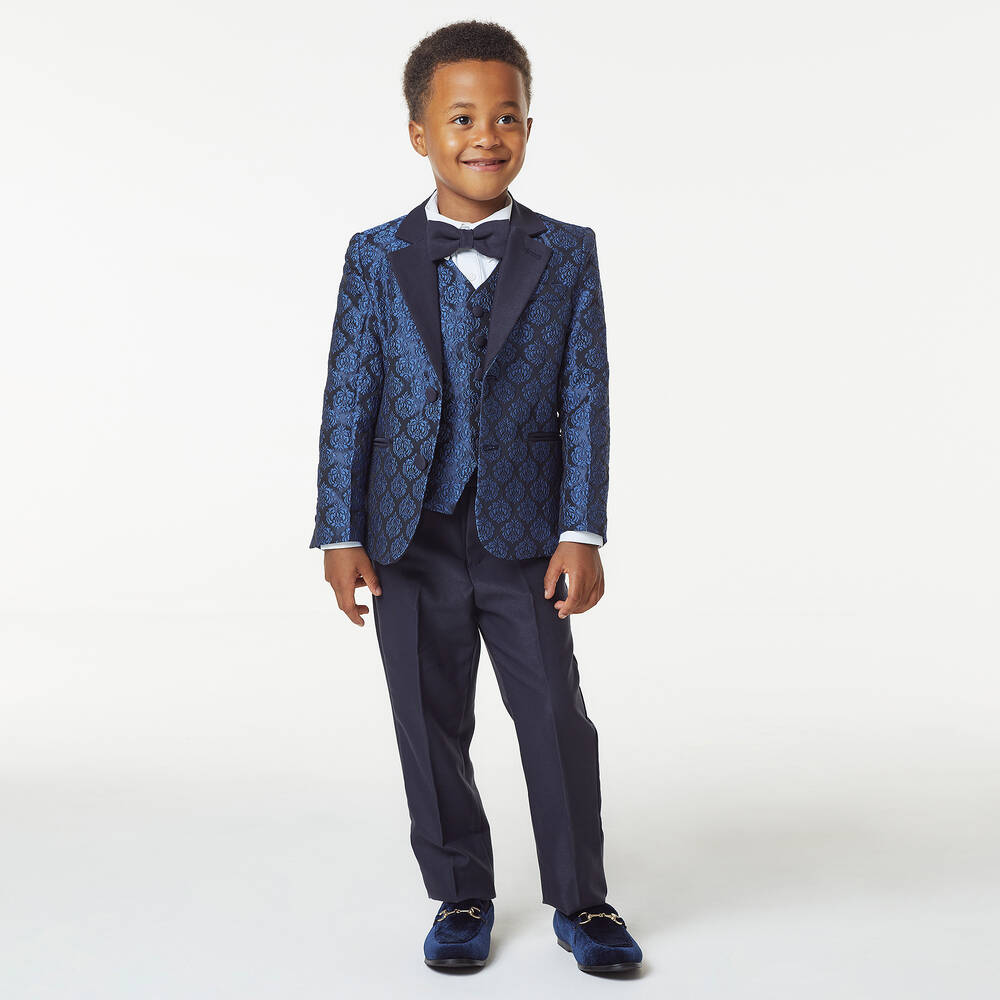 Childrensalon Occasions-Сине-черный костюм из парчи | Childrensalon Outlet