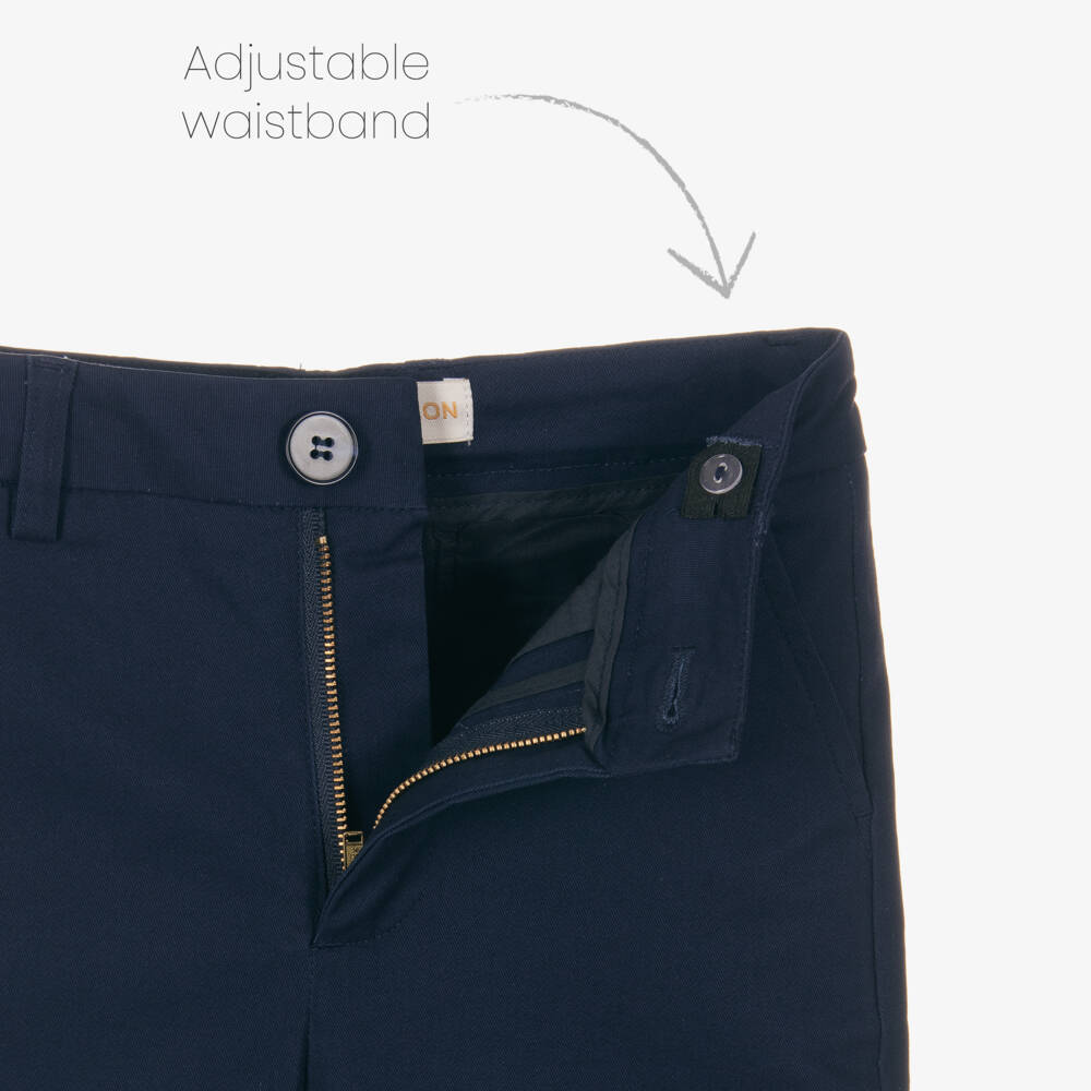 Childrensalon Occasions-Boys Blue Striped Cotton Shirt And Blue Cotton Chino Trousers Set | Childrensalon Outlet