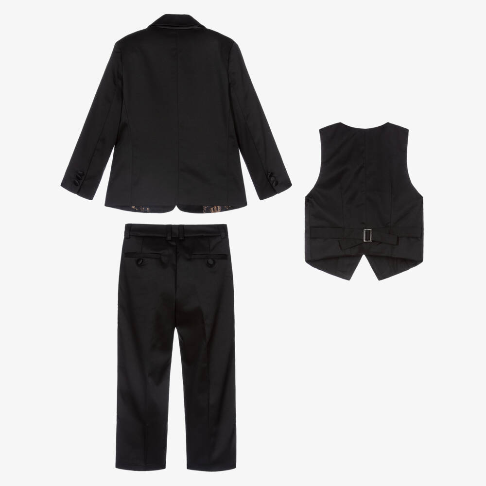 Childrensalon Occasions-Boys Elegant Black Tuxedo Set | Childrensalon Outlet