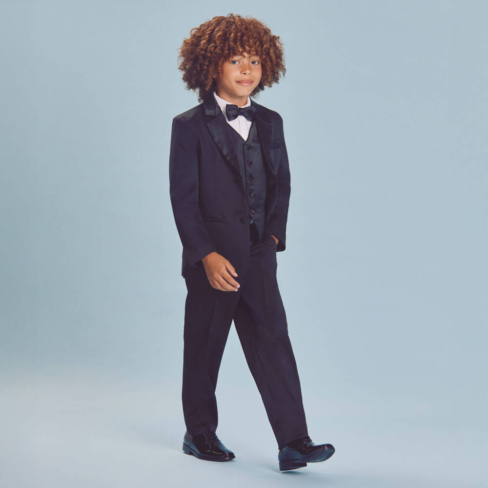 Childrensalon Occasions-Boys Elegant Black Tuxedo Set | Childrensalon Outlet