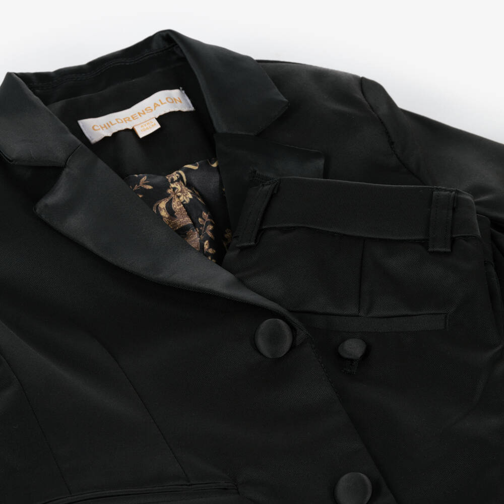 Childrensalon Occasions-Boys Elegant Black Tuxedo Set | Childrensalon Outlet