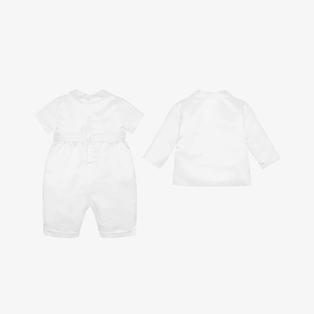 Childrensalon Occasions-طقم ساتان أبيض أنيق للأولاد | Childrensalon Outlet