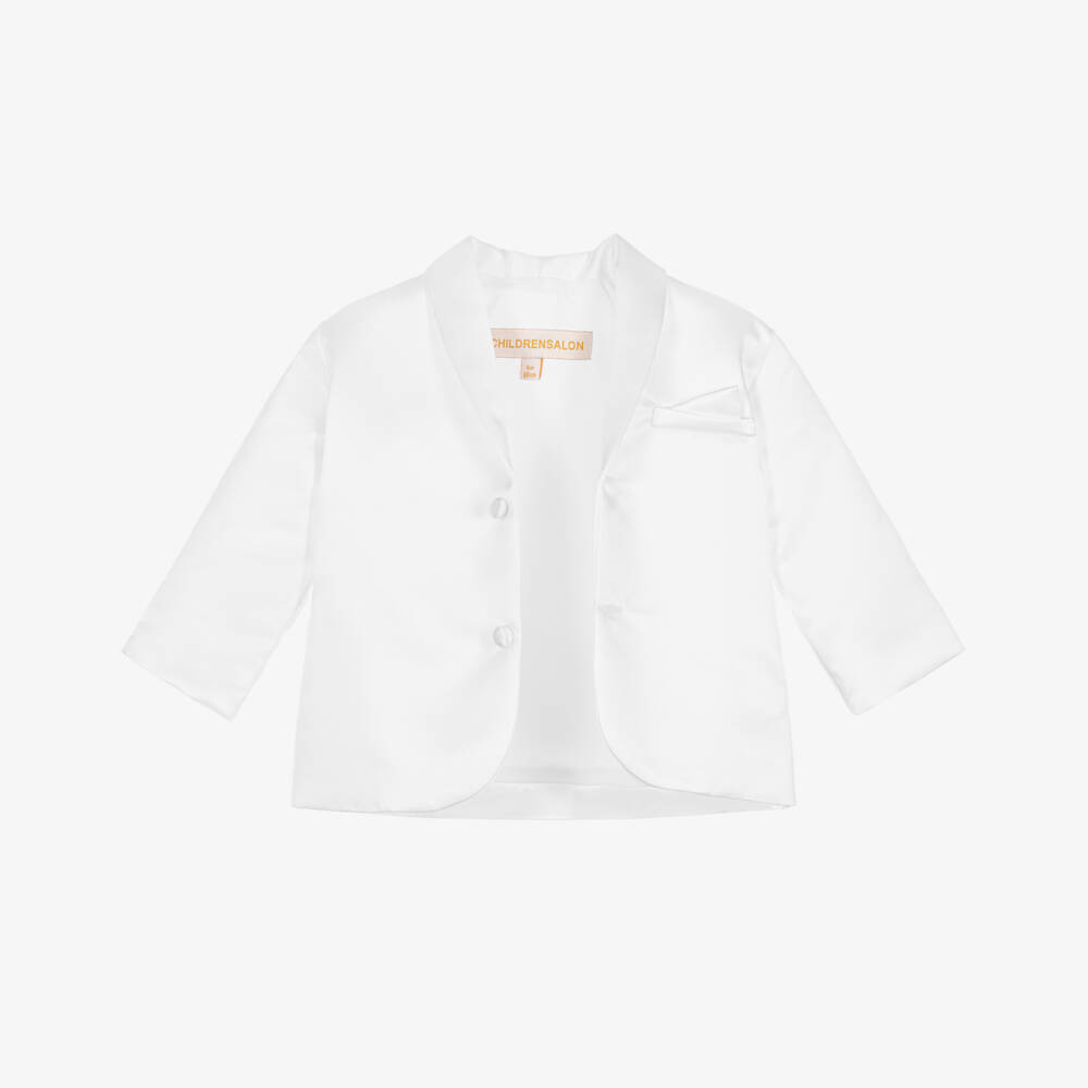 Childrensalon Occasions-طقم ساتان أبيض أنيق للأولاد | Childrensalon Outlet