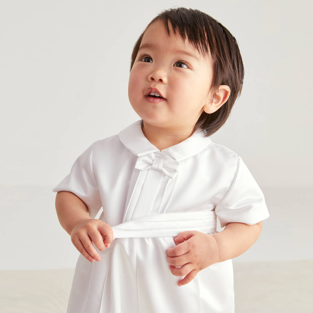 Childrensalon Occasions-طقم ساتان أبيض أنيق للأولاد | Childrensalon Outlet