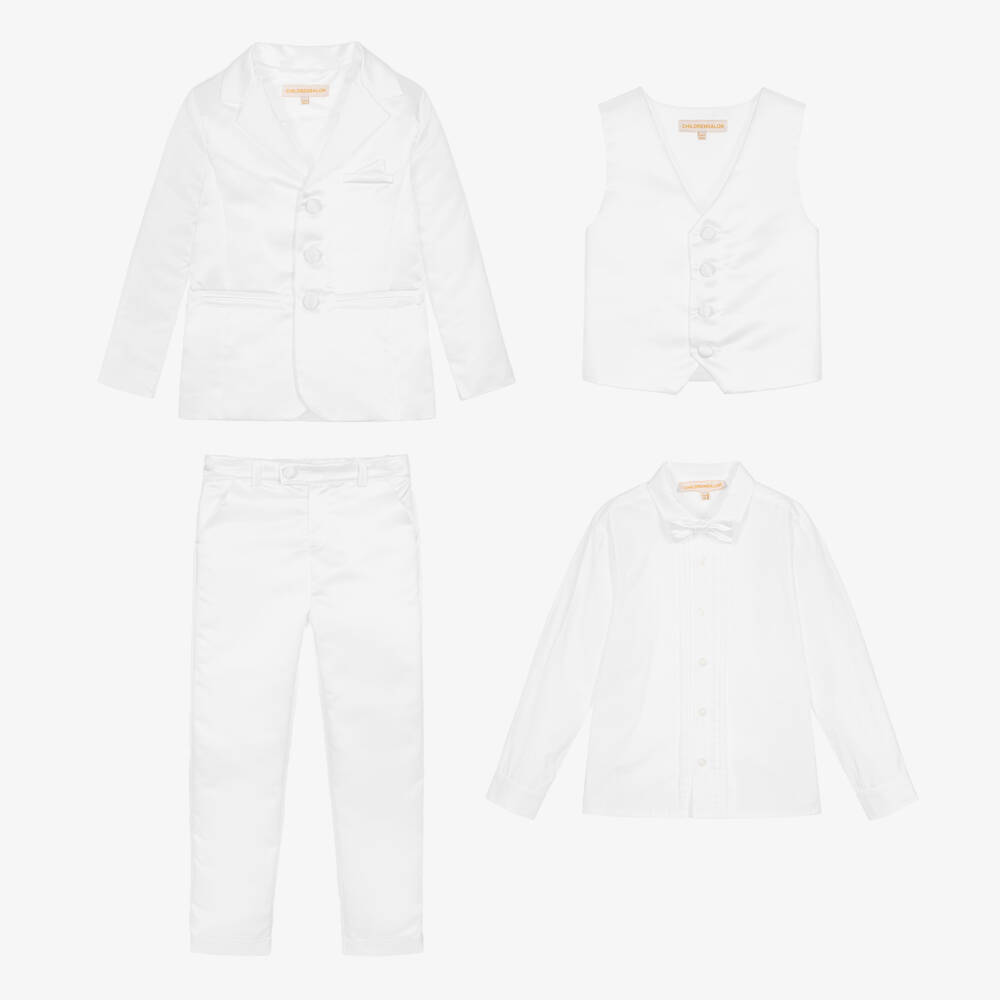 Childrensalon Occasions-Белый атласный костюм из 5 предметов | Childrensalon Outlet