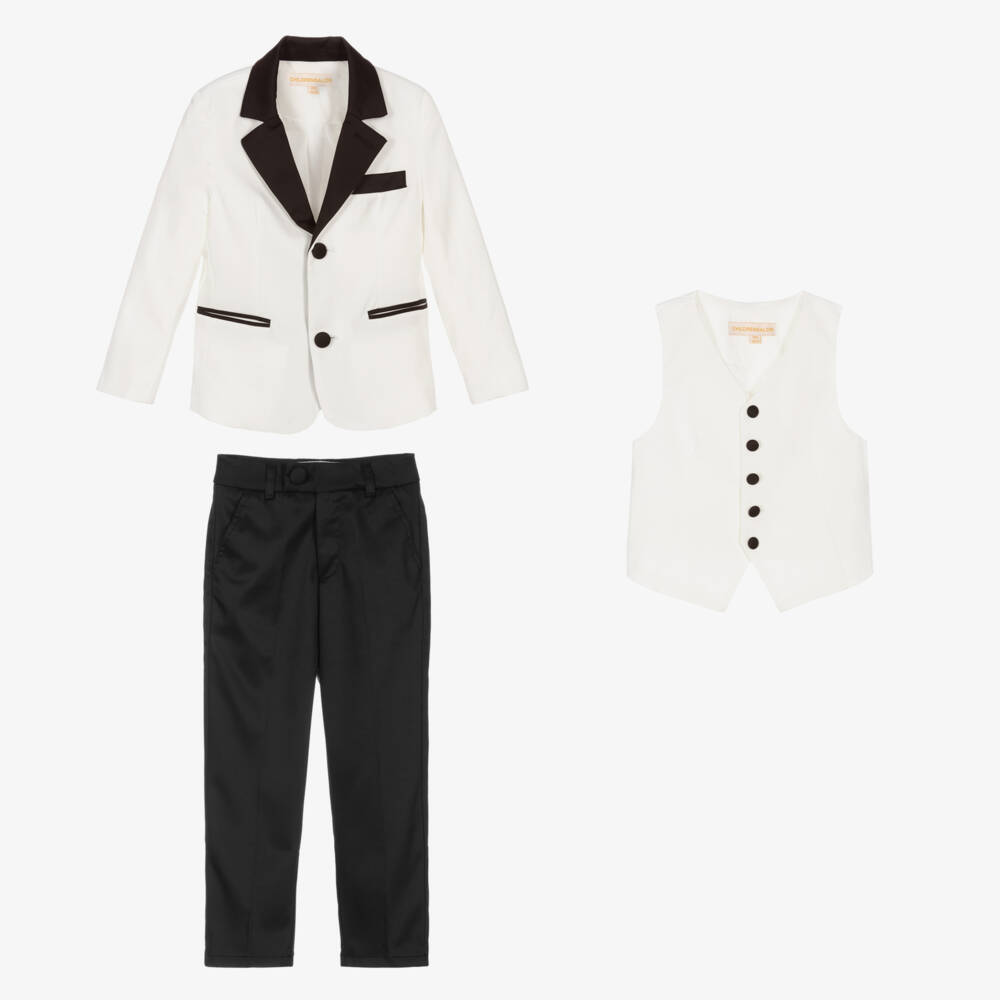 Childrensalon Occasions-Boys Ivory 4 Piece Tuxedo Suit | Childrensalon Outlet