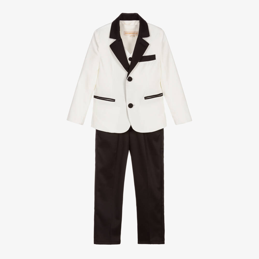 Childrensalon Occasions-Boys Ivory 4 Piece Tuxedo Suit | Childrensalon Outlet