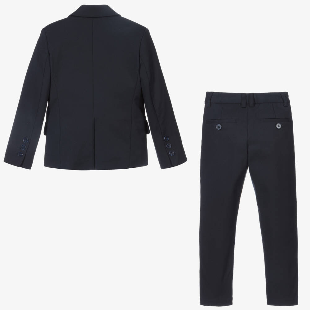 Childrensalon Occasions-Boys Navy Cotton Blazer Suit | Childrensalon Outlet