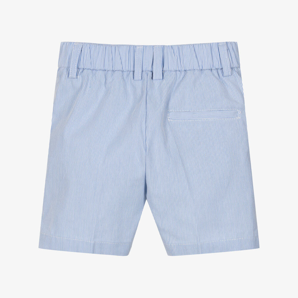 Childrensalon Occasions-شورت قطني مخطط أزرق للأولاد | Childrensalon Outlet