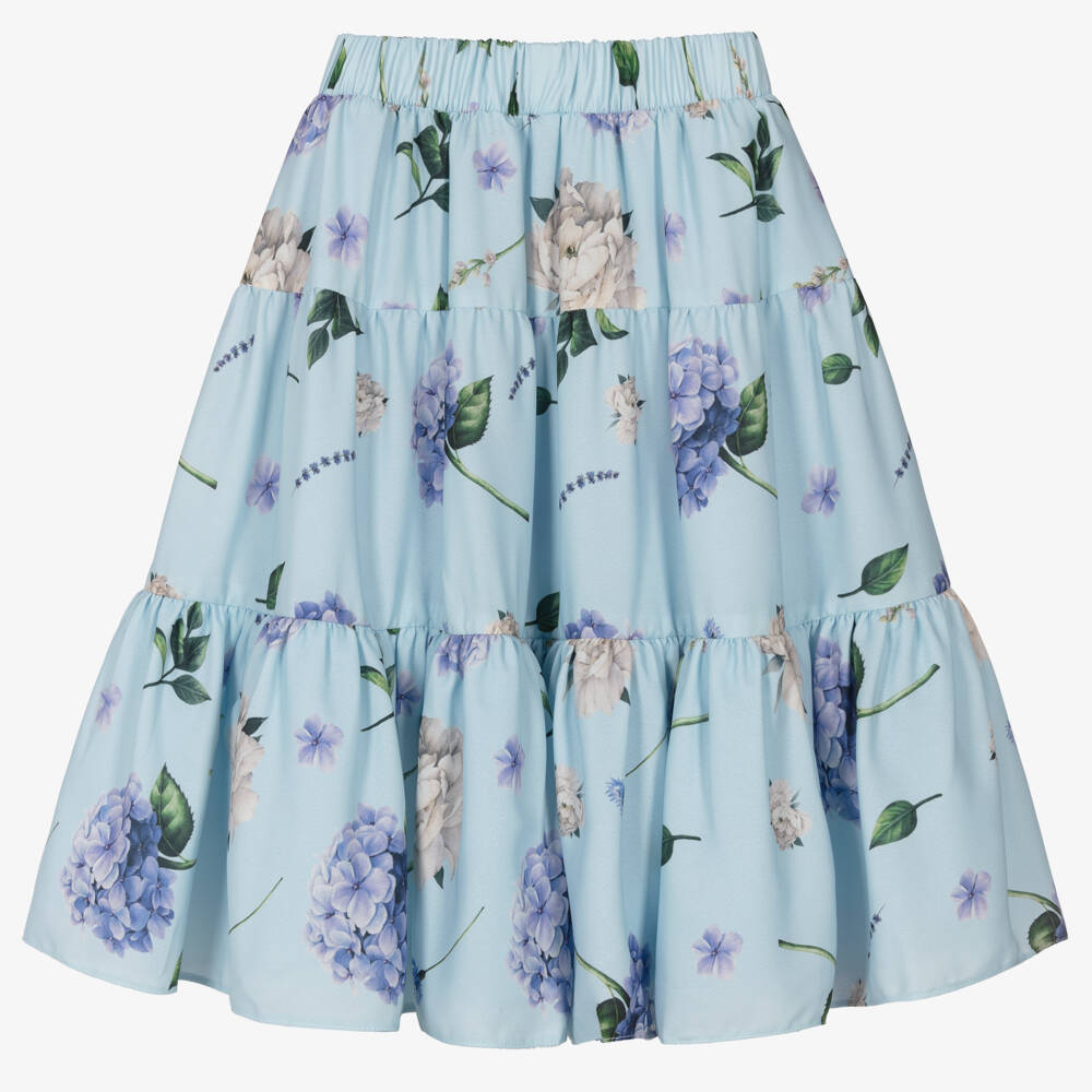 Childrensalon Occasions-Girl's Dreamy Blue Floral Skirt | Childrensalon Outlet