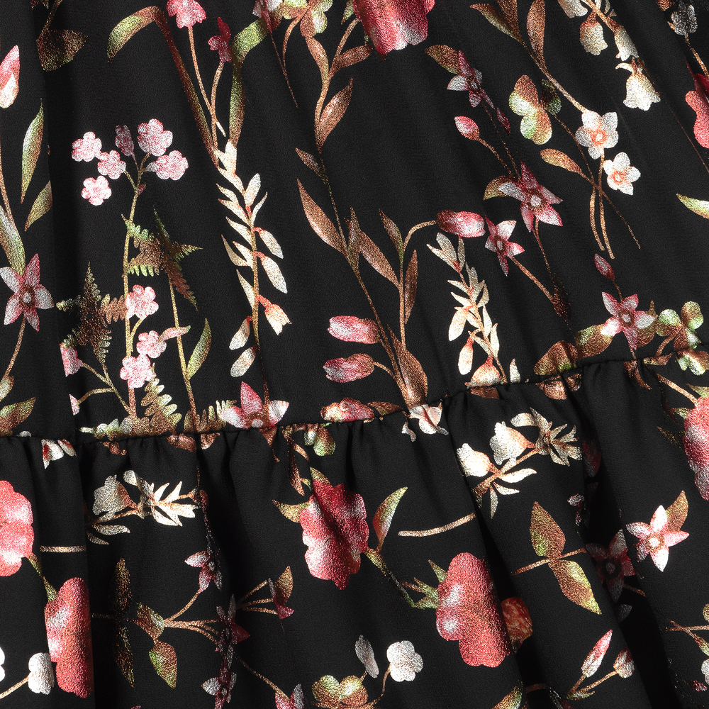 Childrensalon Occasions-Черное цветочное платье из крепа для девочек | Childrensalon Outlet