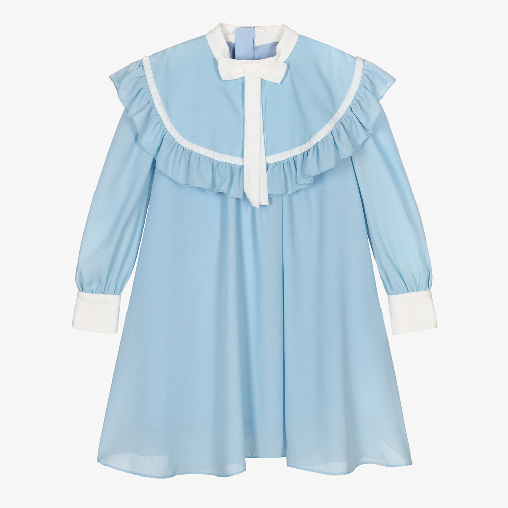 Childrensalon Occasions - Голубое платье-трапеция из крепа для девочек | Childrensalon