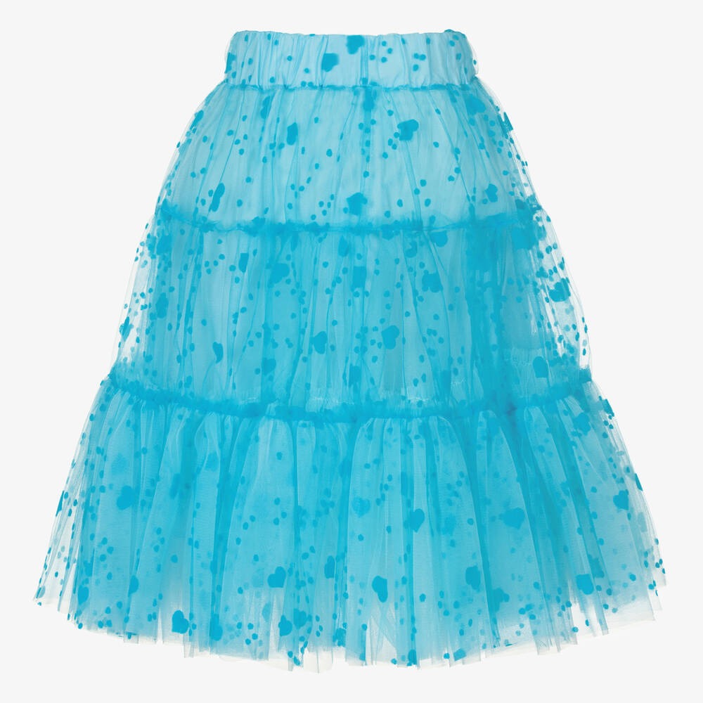 Childrensalon Occasions - Jupe bleue en tulle à coeurs pour fille | Childrensalon