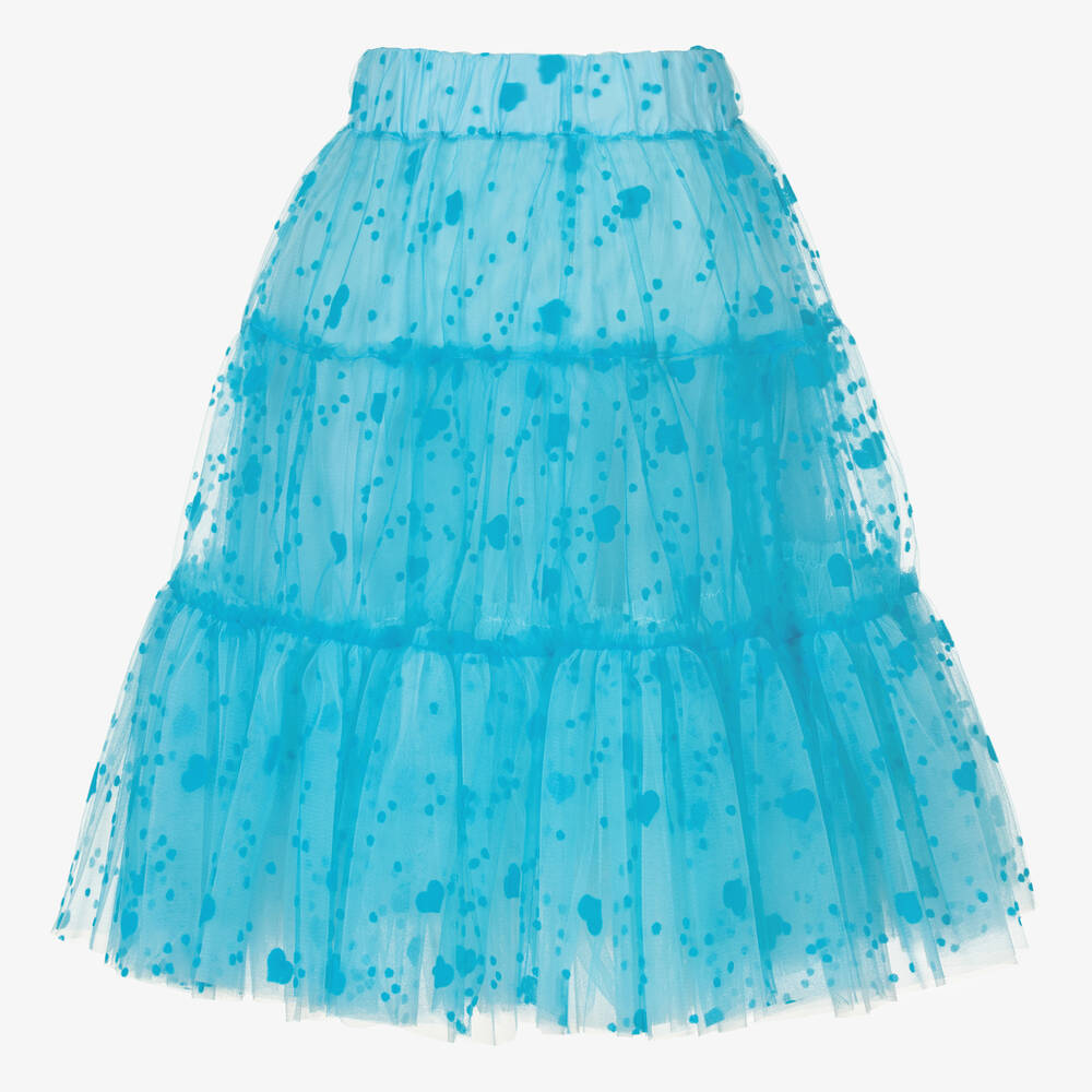 Childrensalon Occasions-Girls Blue Hearts Tulle Skirt | Childrensalon Outlet
