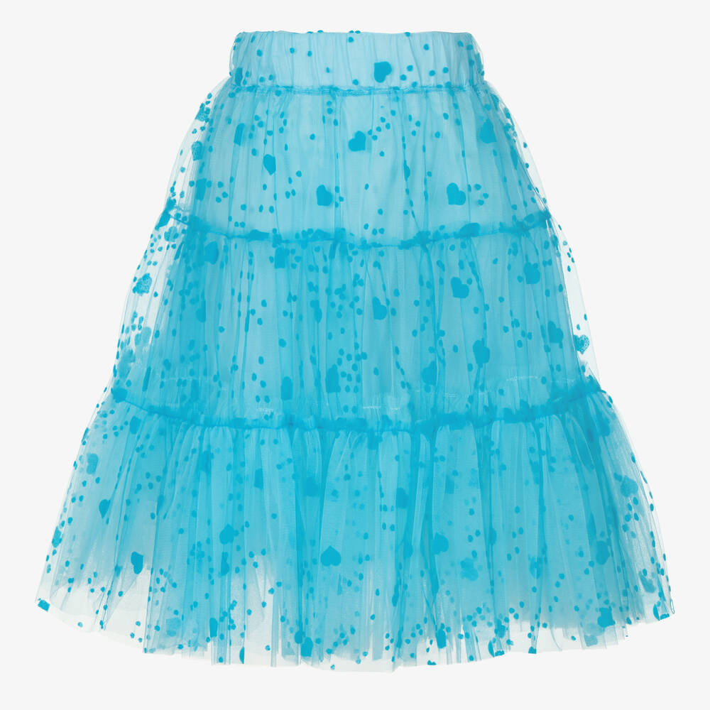 Childrensalon Occasions-Girls Blue Hearts Tulle Skirt | Childrensalon Outlet