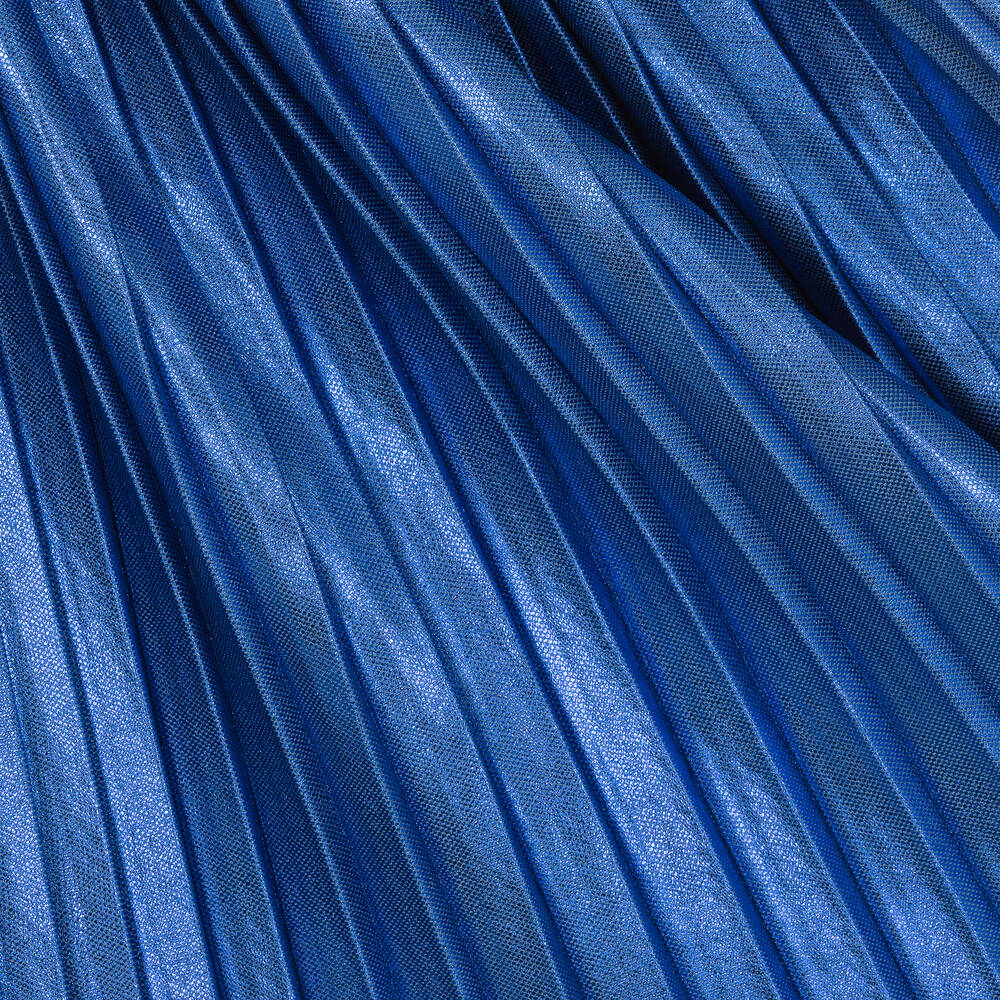 تشلدرن صالون-فستان بكسرات قطن لاميه لون أزرق ميتاليك | Childrensalon Outlet